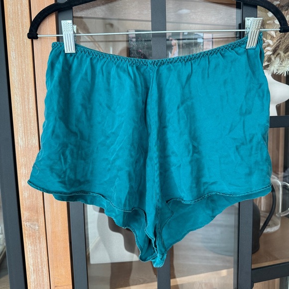 Victoria's Secret Other - Vintage Victoria’s Secret Silk pajamas shorts teal emerald elastic waist micro
